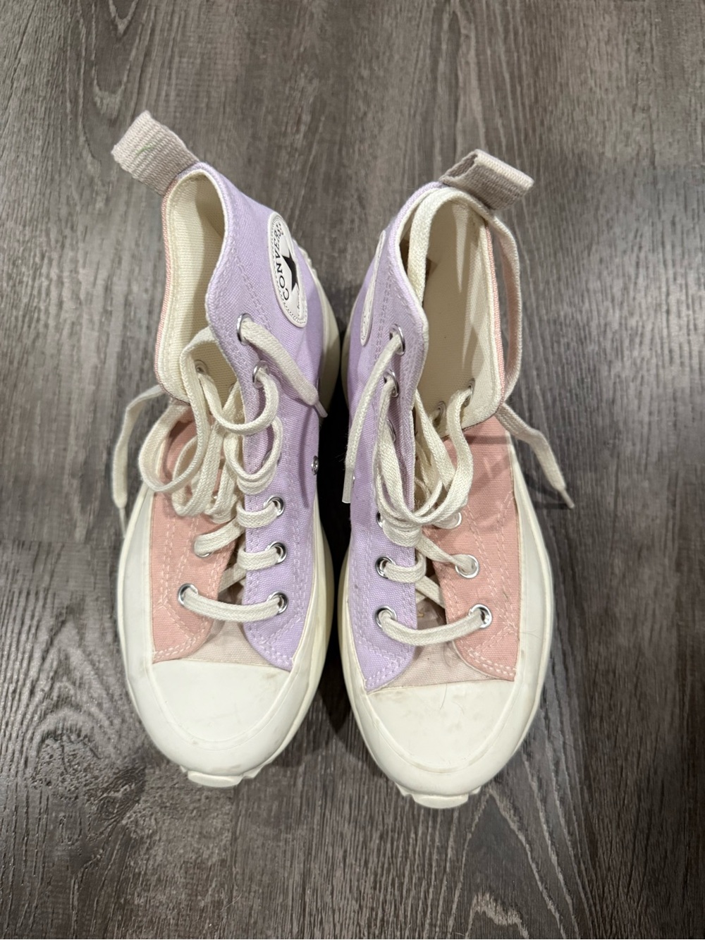 Converse Chuck Taylor run star Canvas High-Top Sneakers in Pink & Lavender -